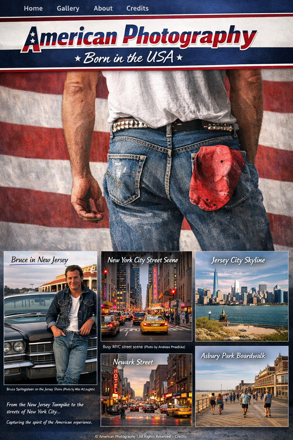 Gritty patriotic hero image: jeans and red bandana, inspired by classic American rock imagery